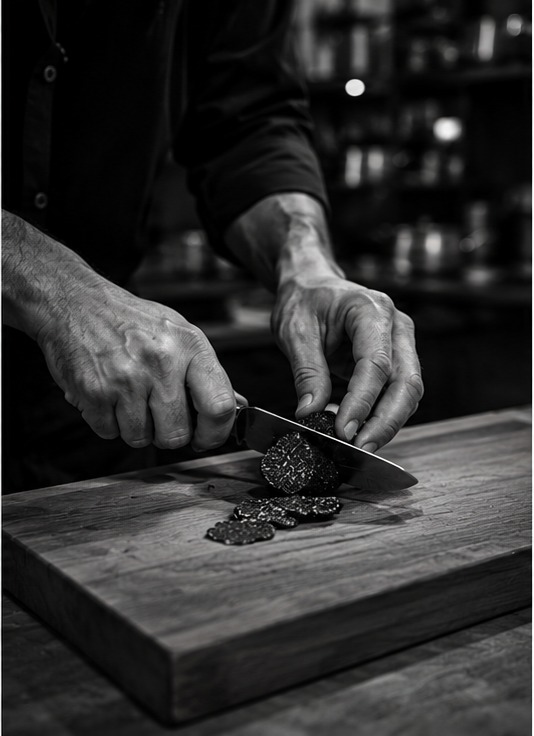 Mains en cuisine découpant
